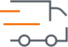Line art icon of a truck in motion 